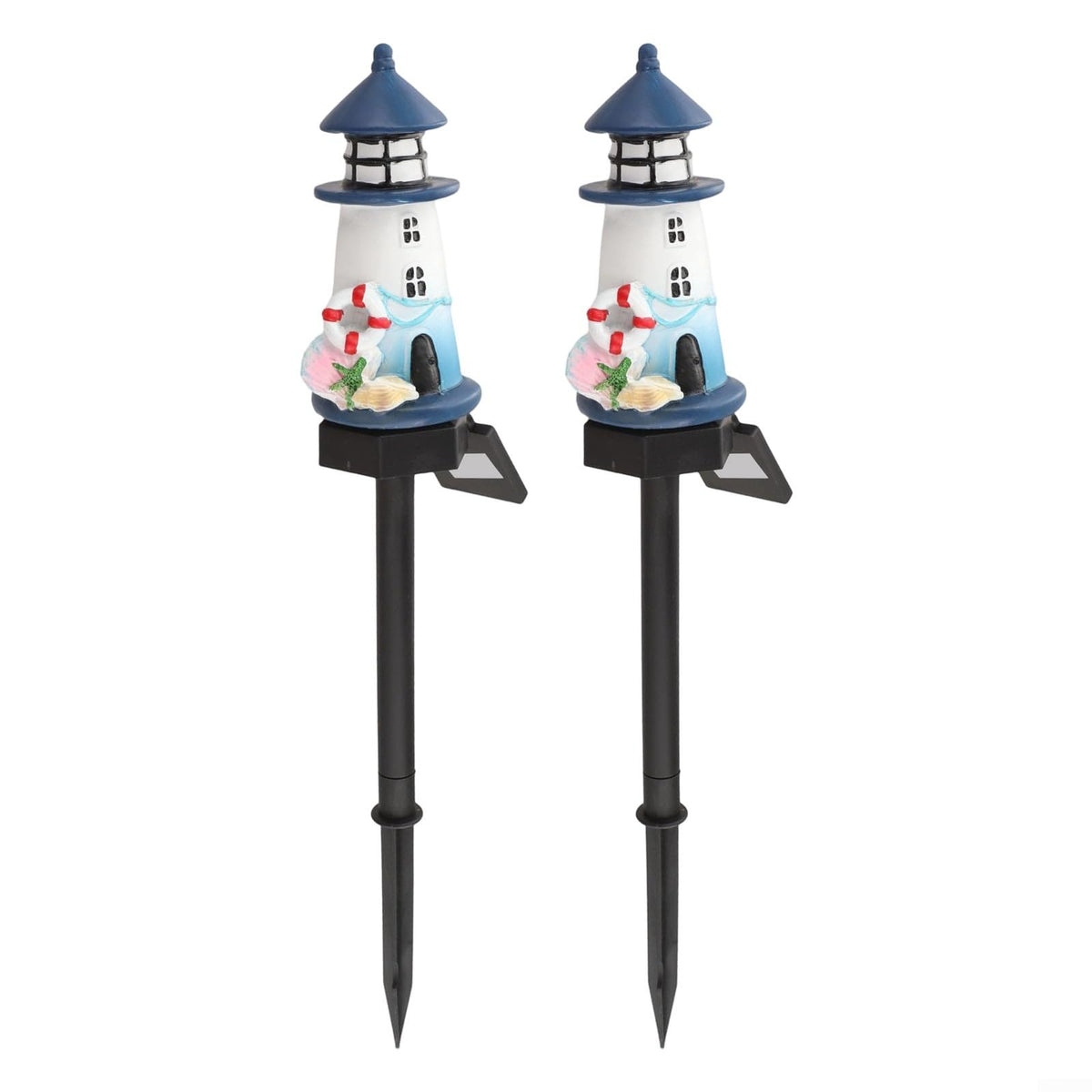 Solar Lighthouse Garden Lights, 2-Pack Resin Solar Powered V2884