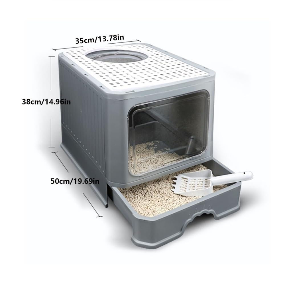 Foldable Enclosed Cat Litter Box with Lid E658