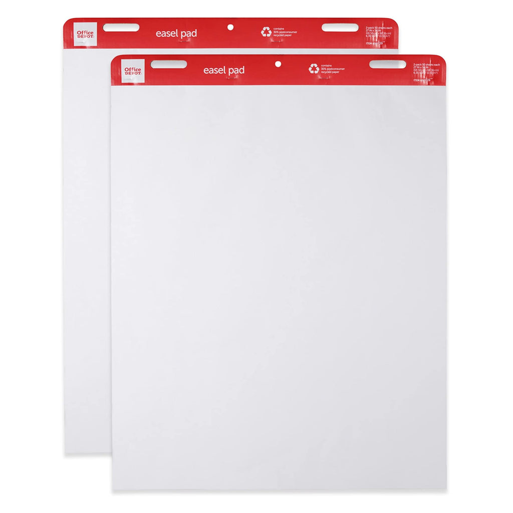 Easel Pads, 27" x 34", 50 Sheets, 30% Recycled, White, Pack of 2 A371
