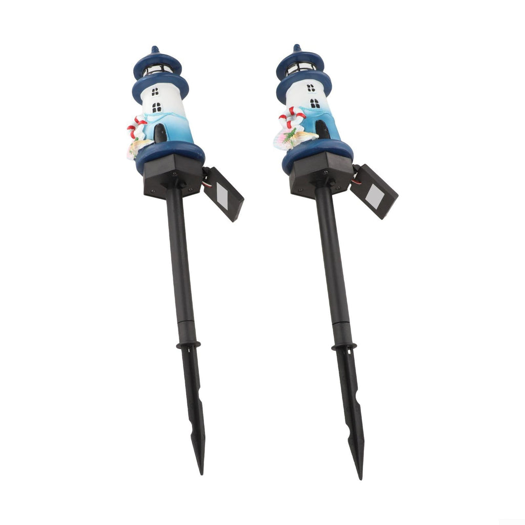 Solar Lighthouse Garden Lights, 2-Pack Resin Solar Powered V2884