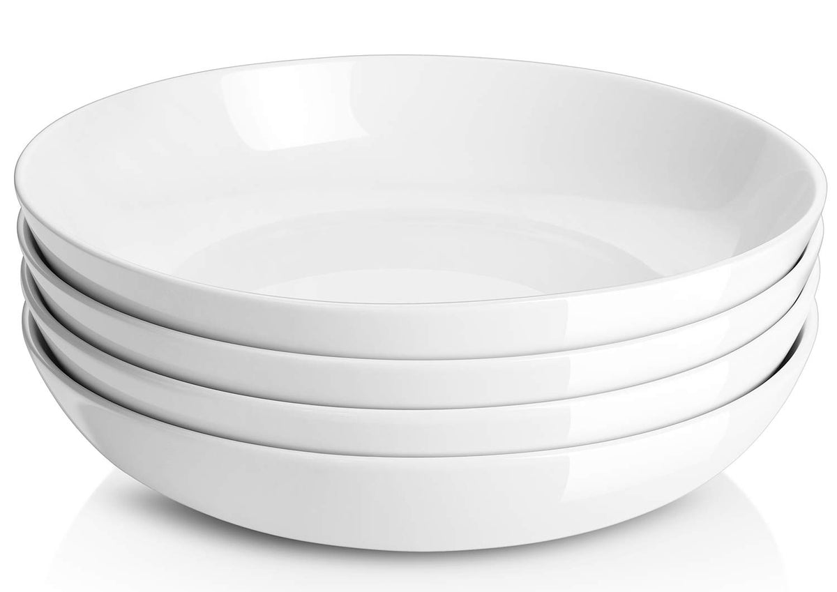9.75" 50 Ounces Ceramic Pasta Bowls Set of 4 White S575