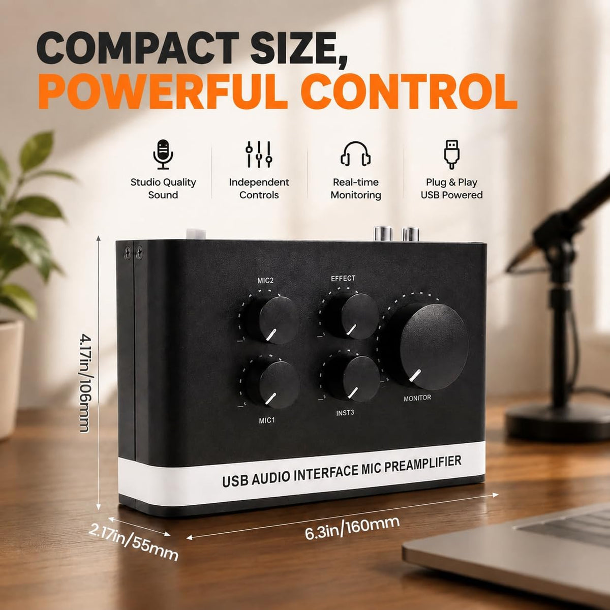 USB C Audio Interface with 48V Phantom Power K7237