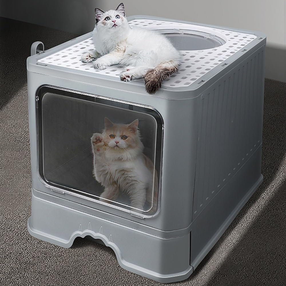 Foldable Enclosed Cat Litter Box with Lid E658
