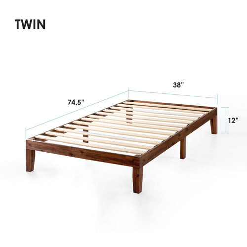 12-Inch Solid Wood Platform Bed, Twin, Espresso N381685