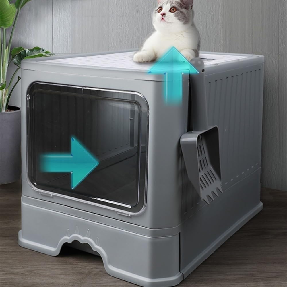 Foldable Enclosed Cat Litter Box with Lid E658
