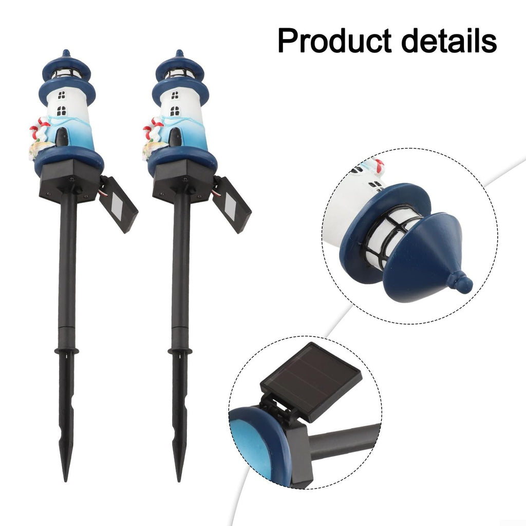 Solar Lighthouse Garden Lights, 2-Pack Resin Solar Powered V2884