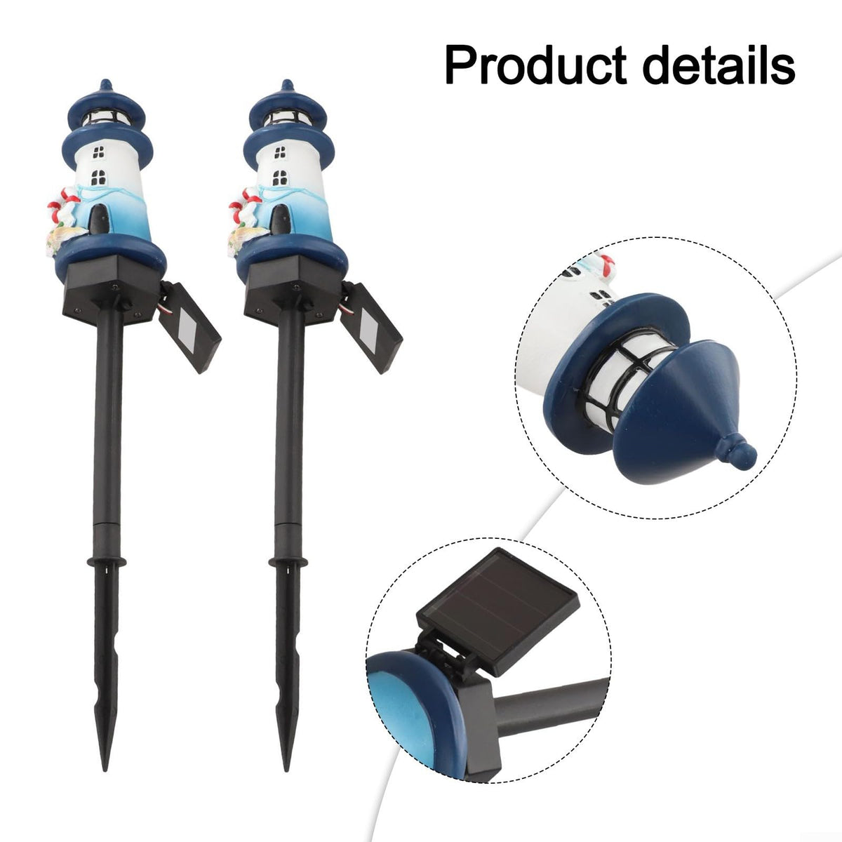 Solar Lighthouse Garden Lights, 2-Pack Resin Solar Powered V2884
