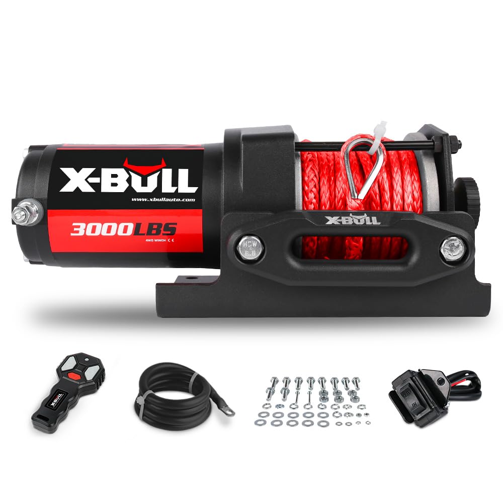 12V 3000LBS Synthetic Rope Electric Winch with Mounting Bracket N693