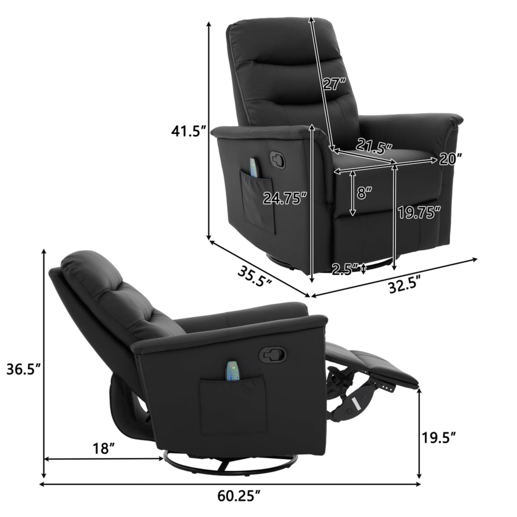 Black Boucle Swivel Rocker Glider Lounge Chair J6534