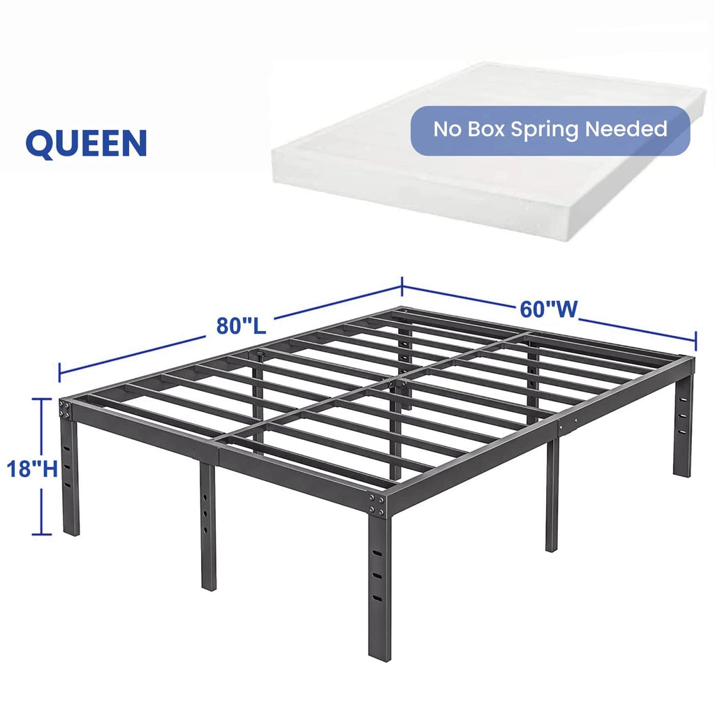 Queen Size 18 inch Tall Black Storage Bed Frame with Steel Slats L8515