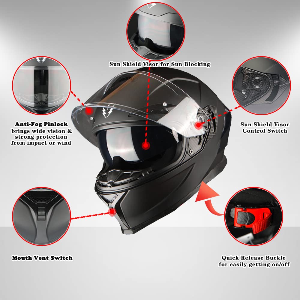 Motorcycle Full Face Helmet with Dual Visor F246