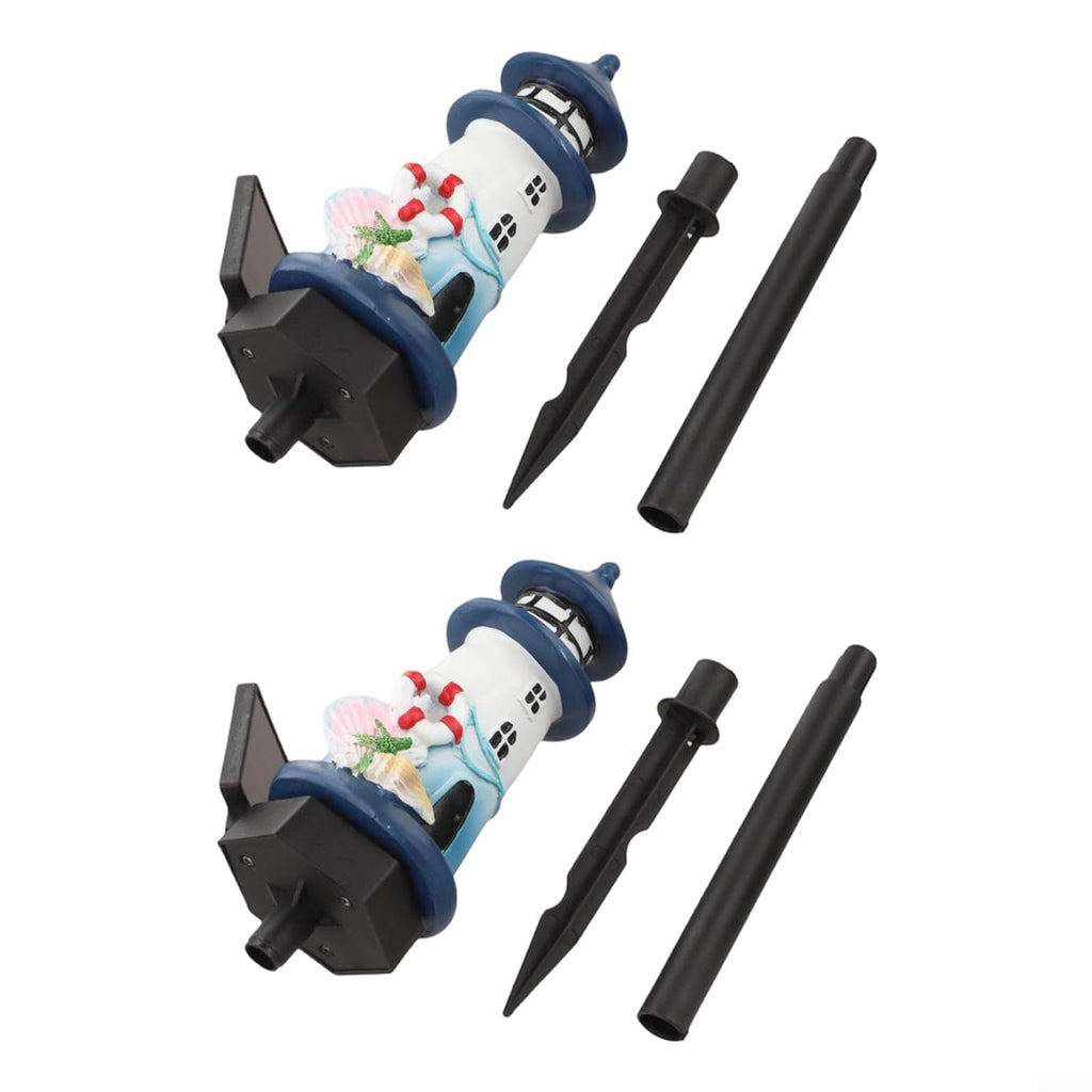 Solar Lighthouse Garden Lights, 2-Pack Resin Solar Powered V2884