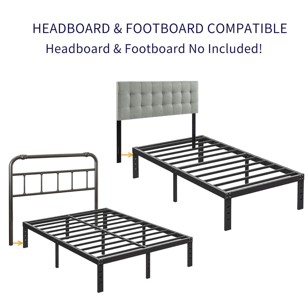 Queen Size 18 inch Tall Black Storage Bed Frame with Steel Slats L8515