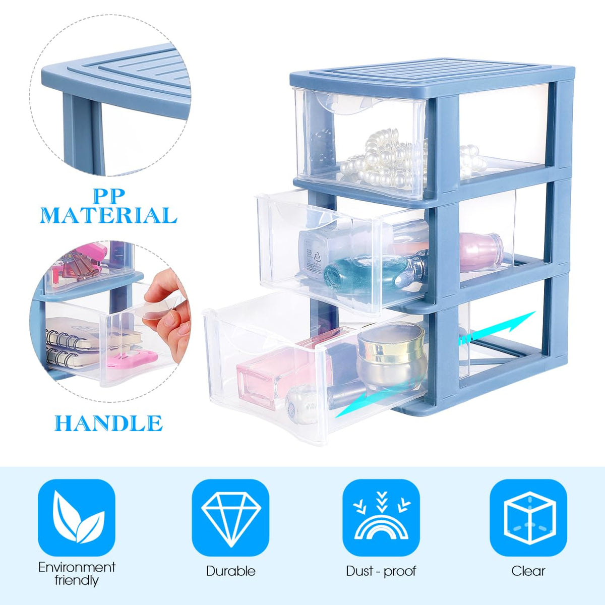 3-Drawer Plastic Storage Organizer L436618
