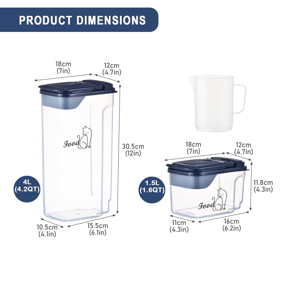 2 Pcs Airtight Pet Food Containers with Pour Spout X7018