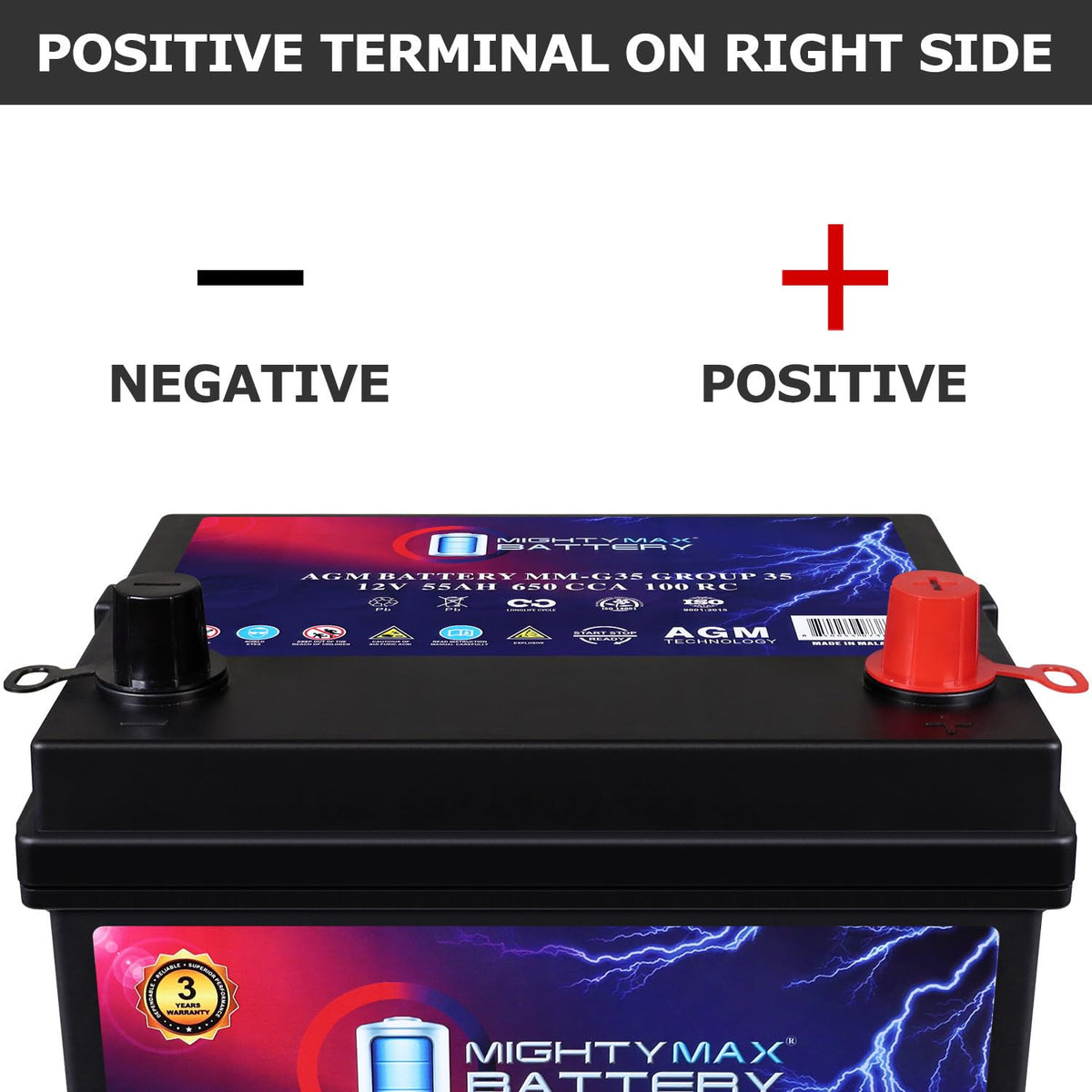 12V 55Ah AGM Replacement Battery Z536