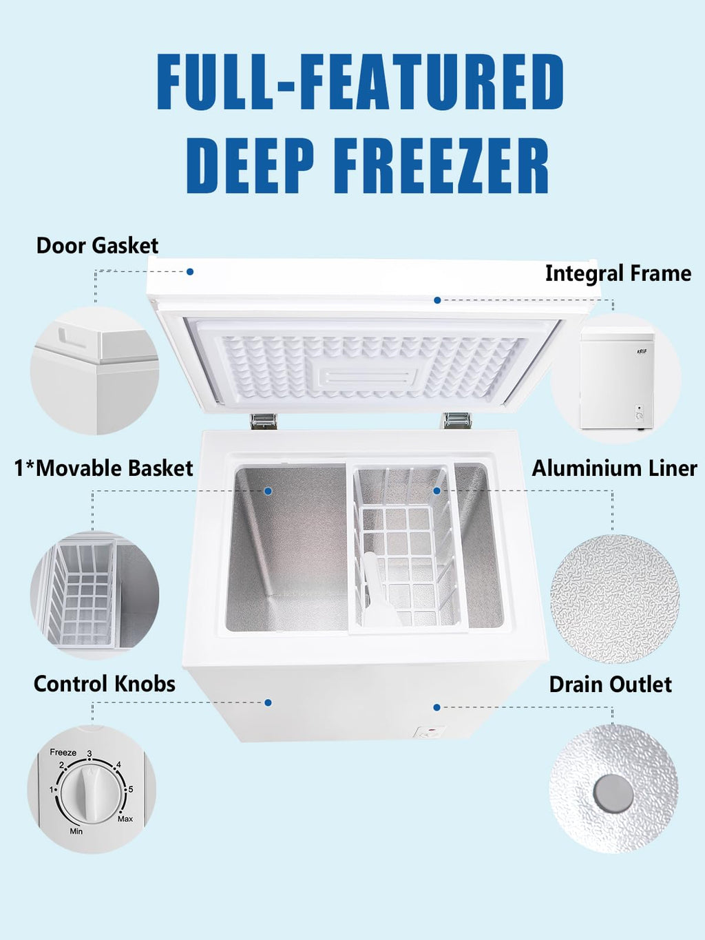 3.5 Cu.Ft Chest Freezer with Removable Basket, White Z414991