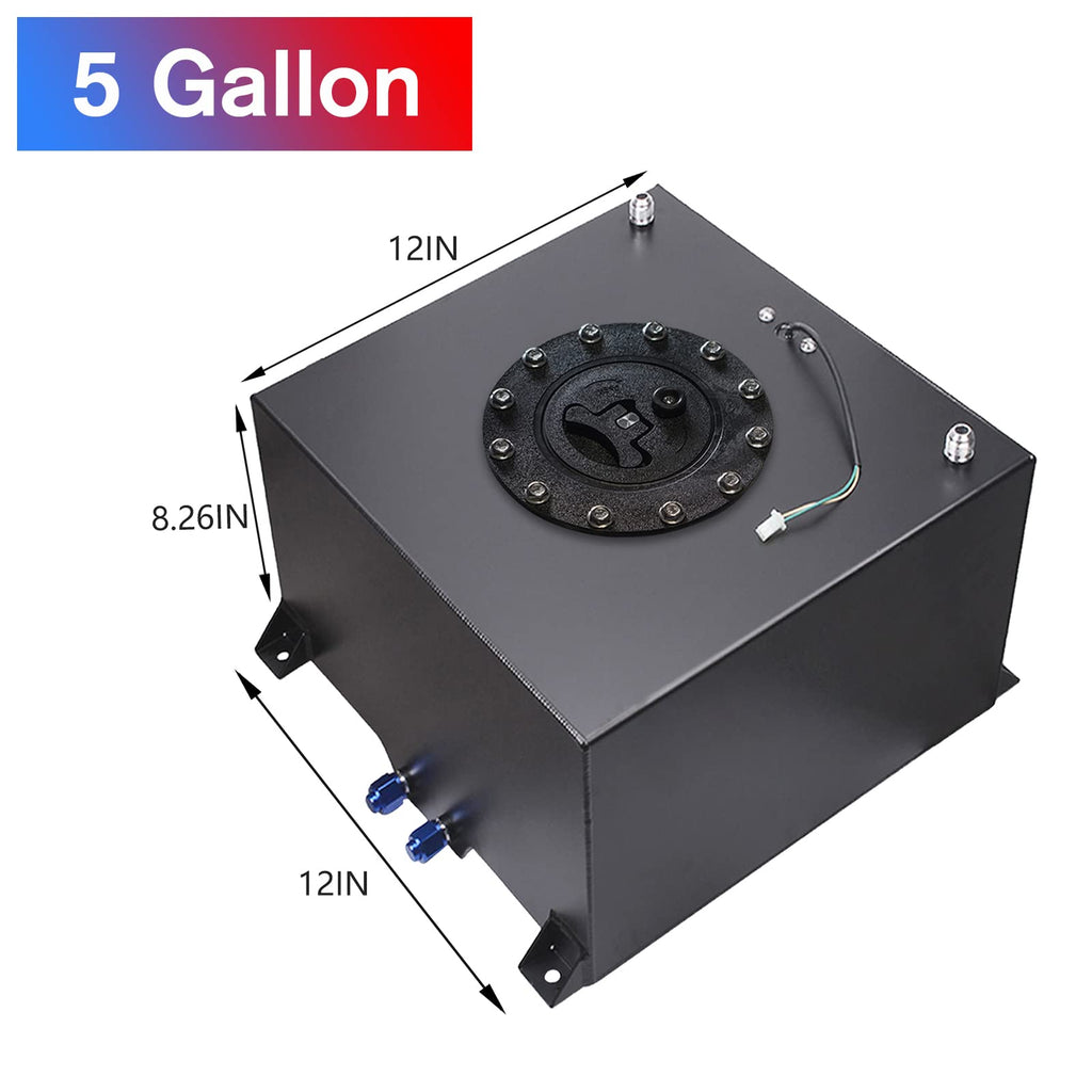 5 Gallon 20L Polished Aluminum Fuel Cell Tank with Cap Level Sender Oil Feed Line Q41092