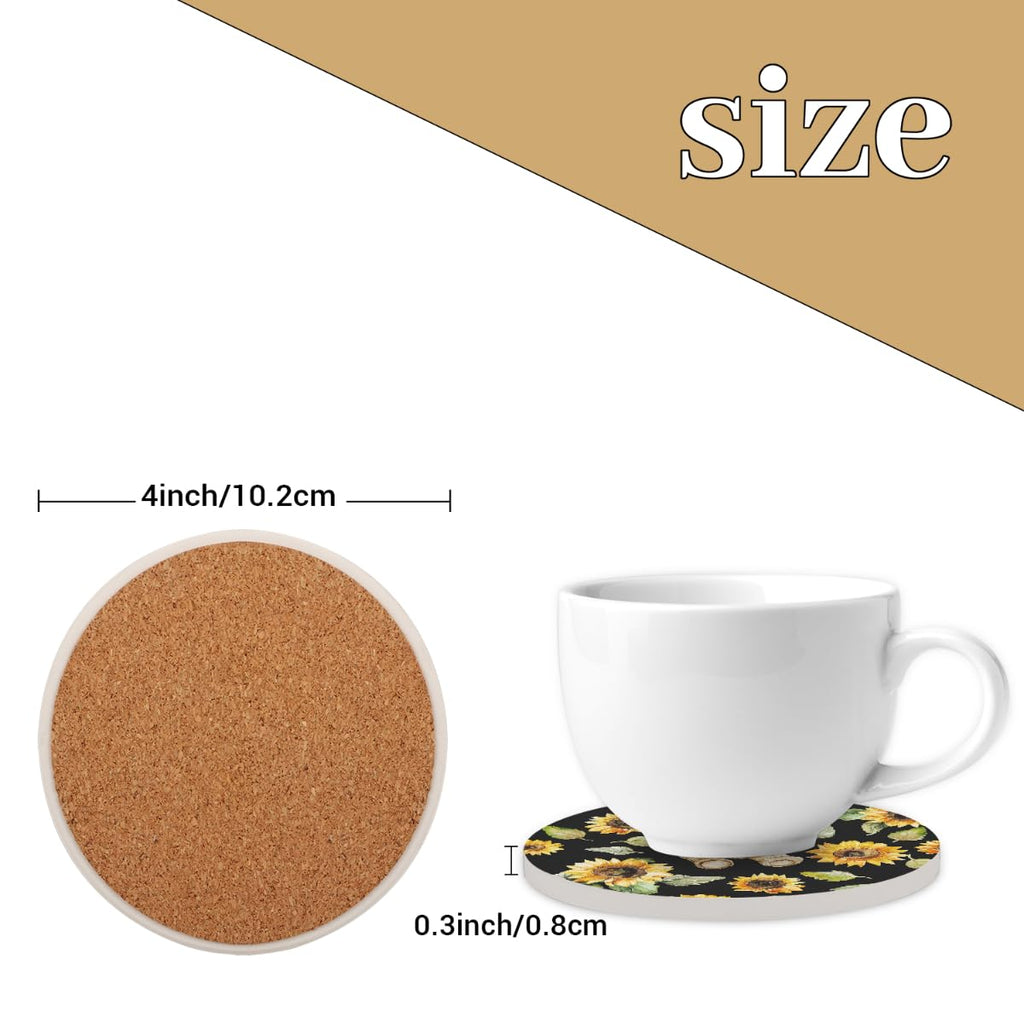 Round Absorbent Ceramic Coasters Set of 4 T2833