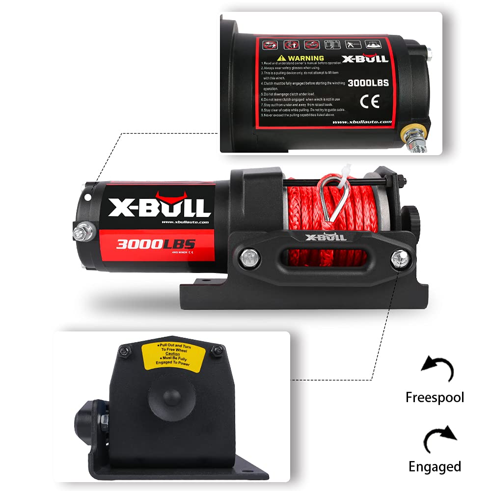 12V 3000LBS Synthetic Rope Electric Winch with Mounting Bracket N693