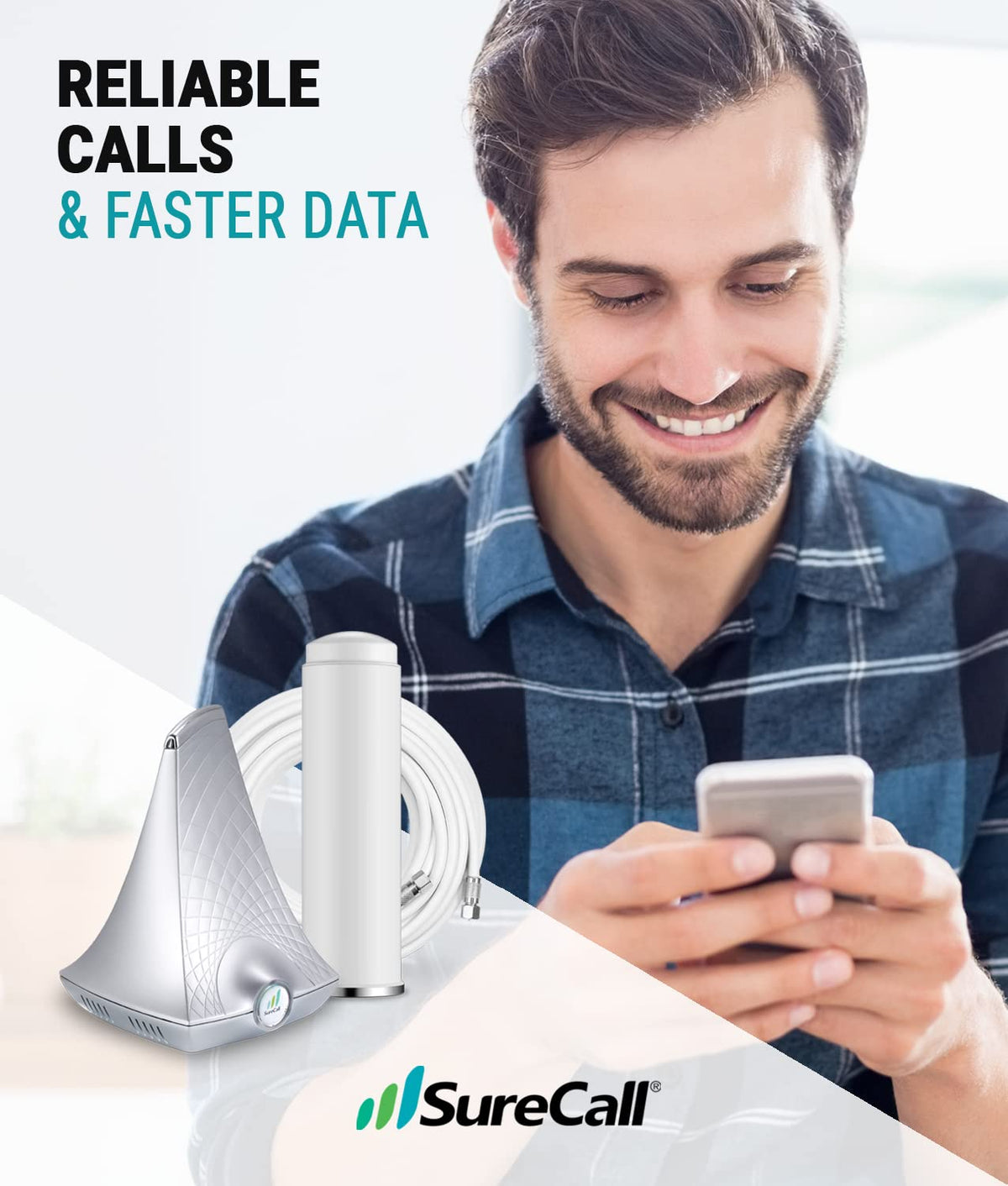Cell Signal Booster up to 2500 sq ft 5G/4G LTE Multi-User All Carrier E963