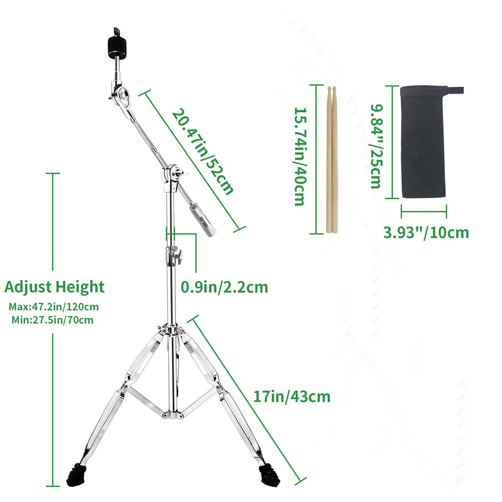 2 Pack Boom Cymbal Stand + Drum Sticks Holder + 2 Pair 5A Drum Sticks N67605