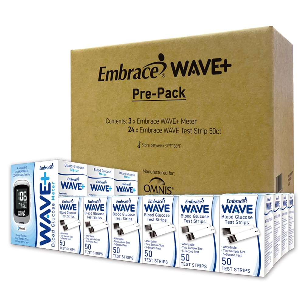 Bluetooth Diabetes Testing Prepack with 3 Meters and 24 Boxes of 50ct Blood Test Strips L84409