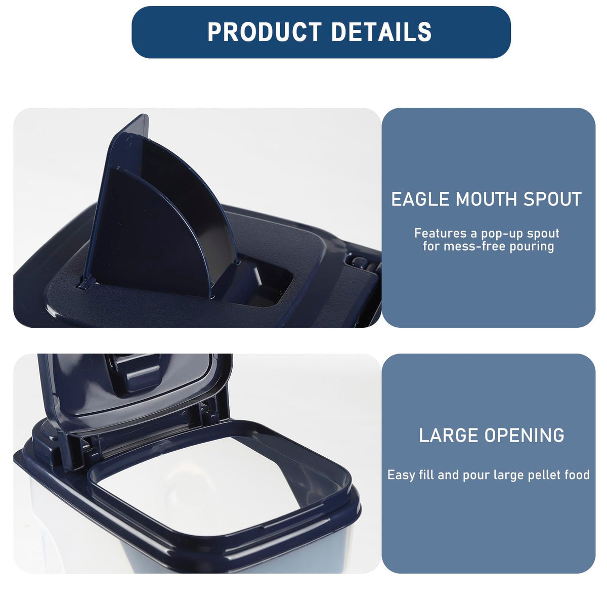2 Pcs Airtight Pet Food Containers with Pour Spout X7018