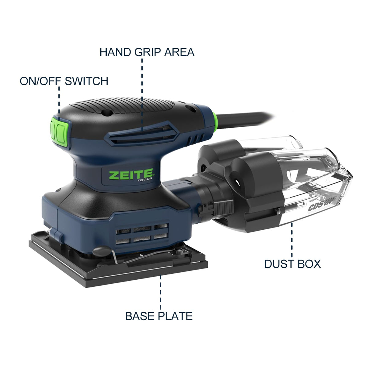 2.4 Amp 1/4 Sheet Electric Palm Sander with 12Pcs Sandpapers W352