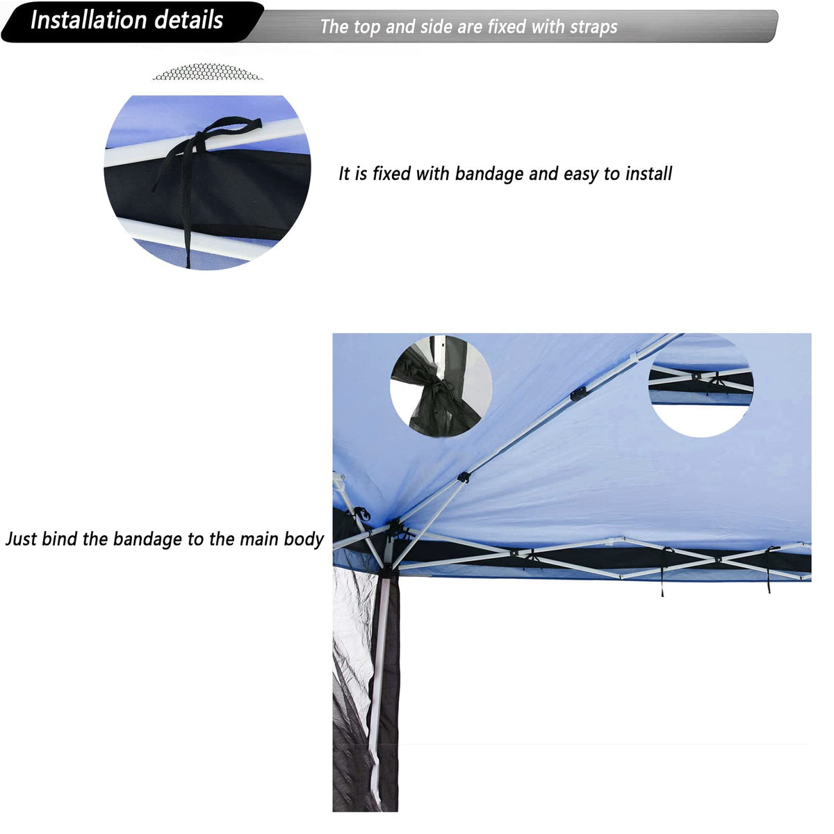 10x10 Mosquito Netting with Double Door Side Screen Black X6557