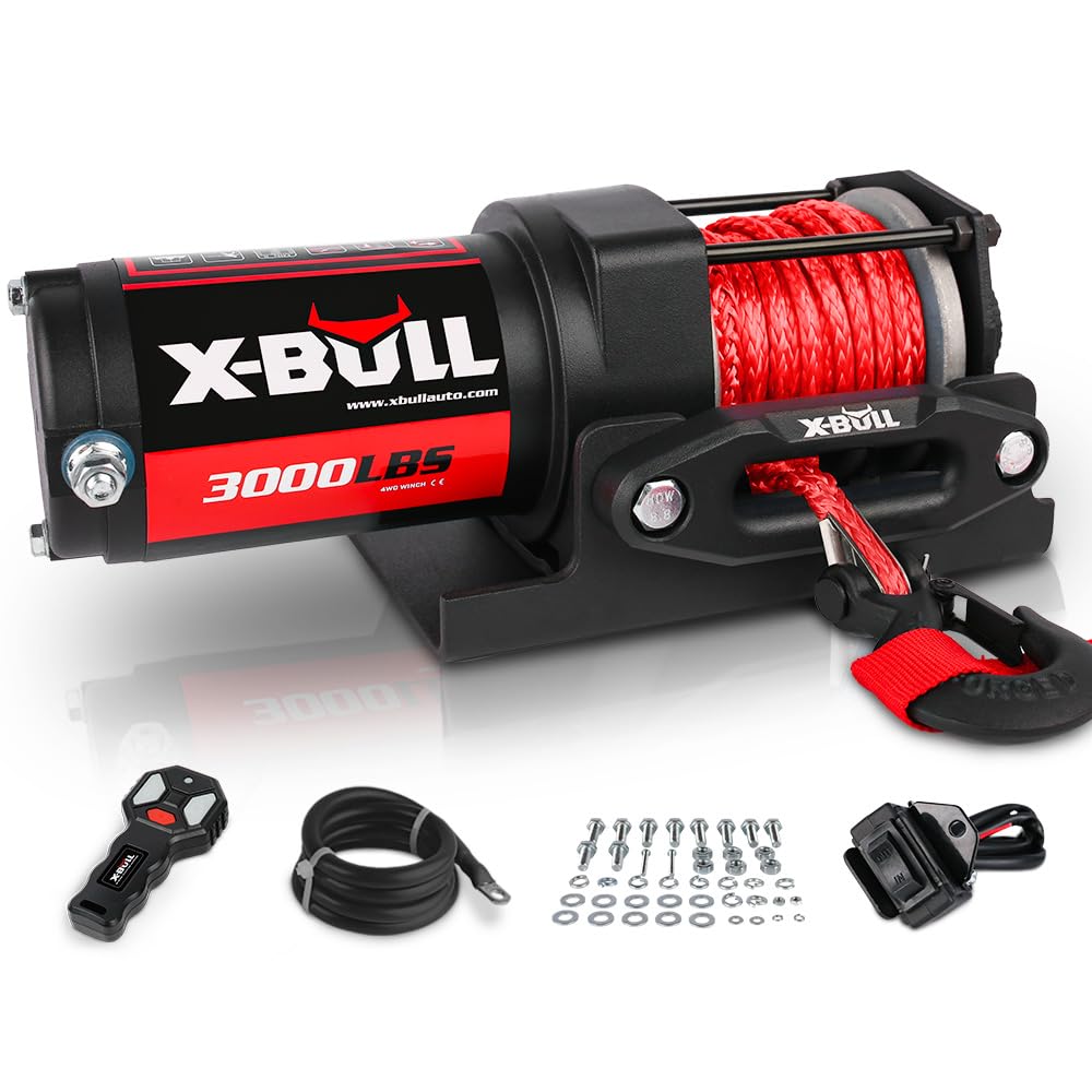 12V 3000LBS Synthetic Rope Electric Winch with Mounting Bracket N693