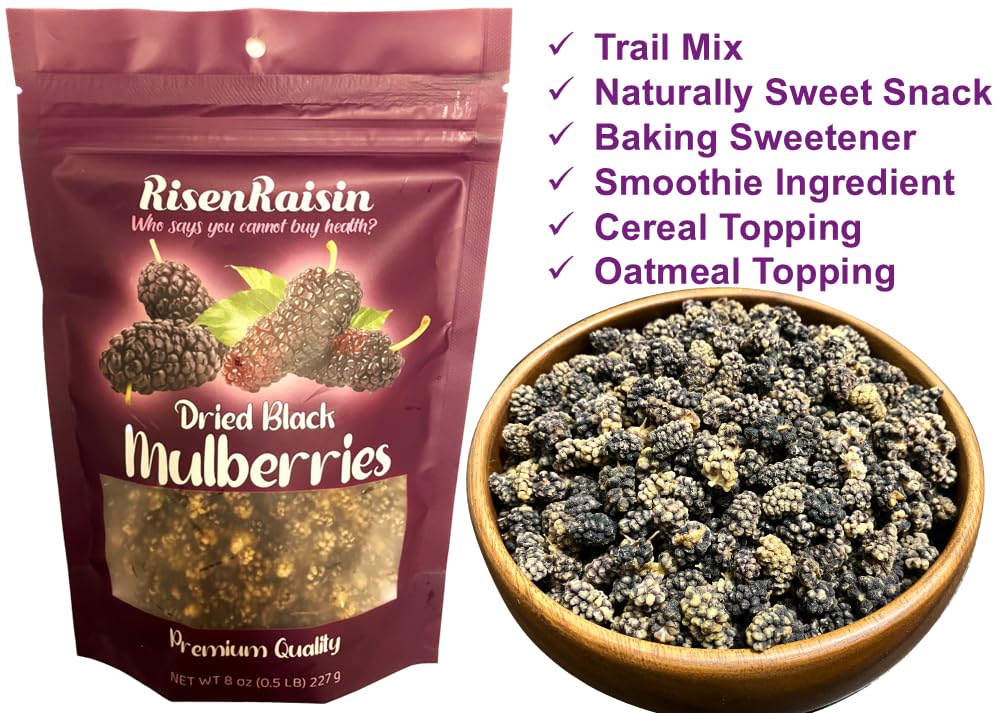 Dried Black Mulberries 8 oz No Sugar Added N5885