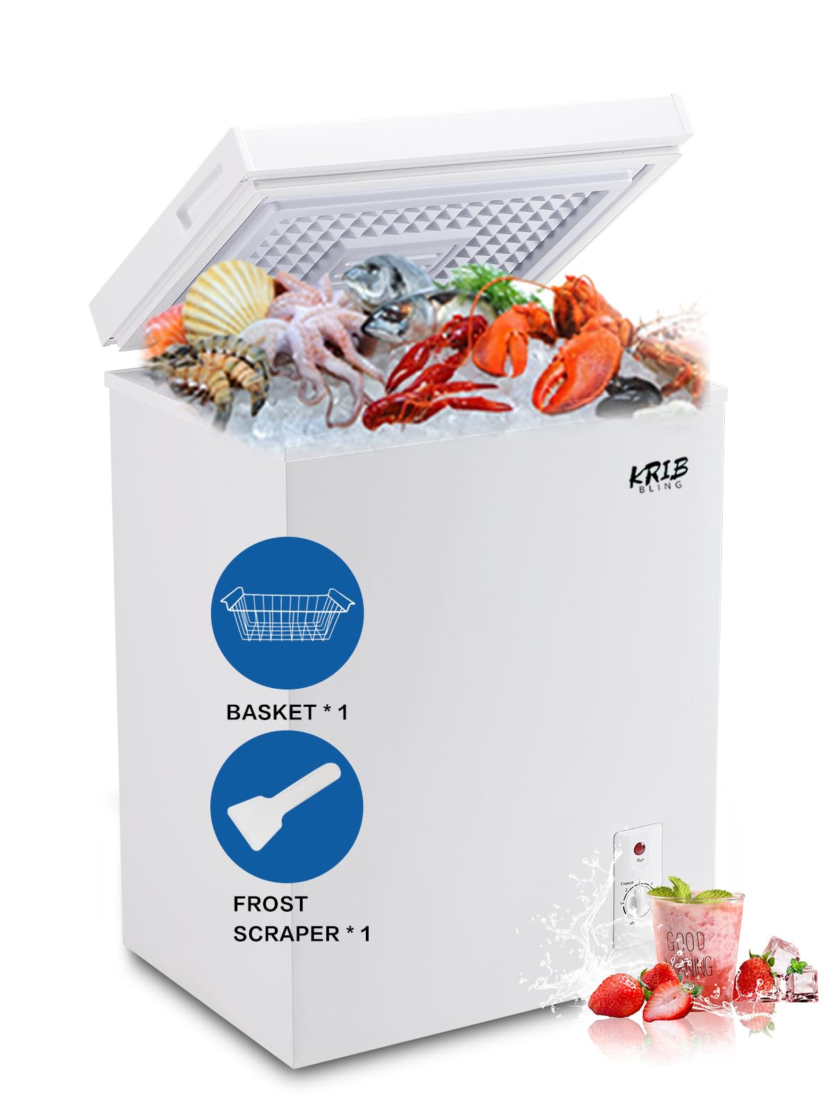 3.5 Cu.Ft Chest Freezer with Removable Basket, White Z414991