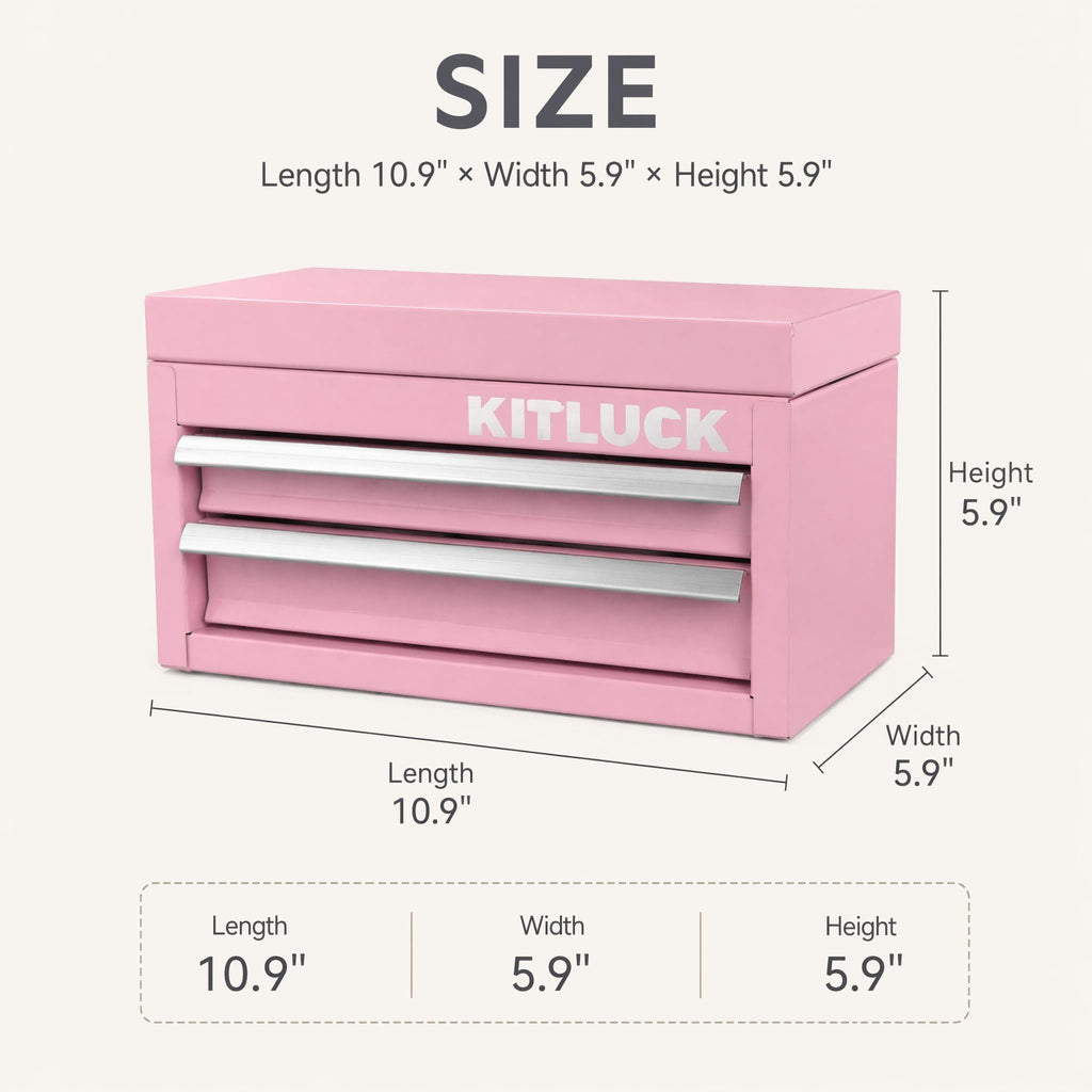 Pink 2-Drawer Metal Tool Box W9169