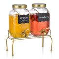 1 Gallon Glass Drink Dispenser Set of 2 with Stand W8885