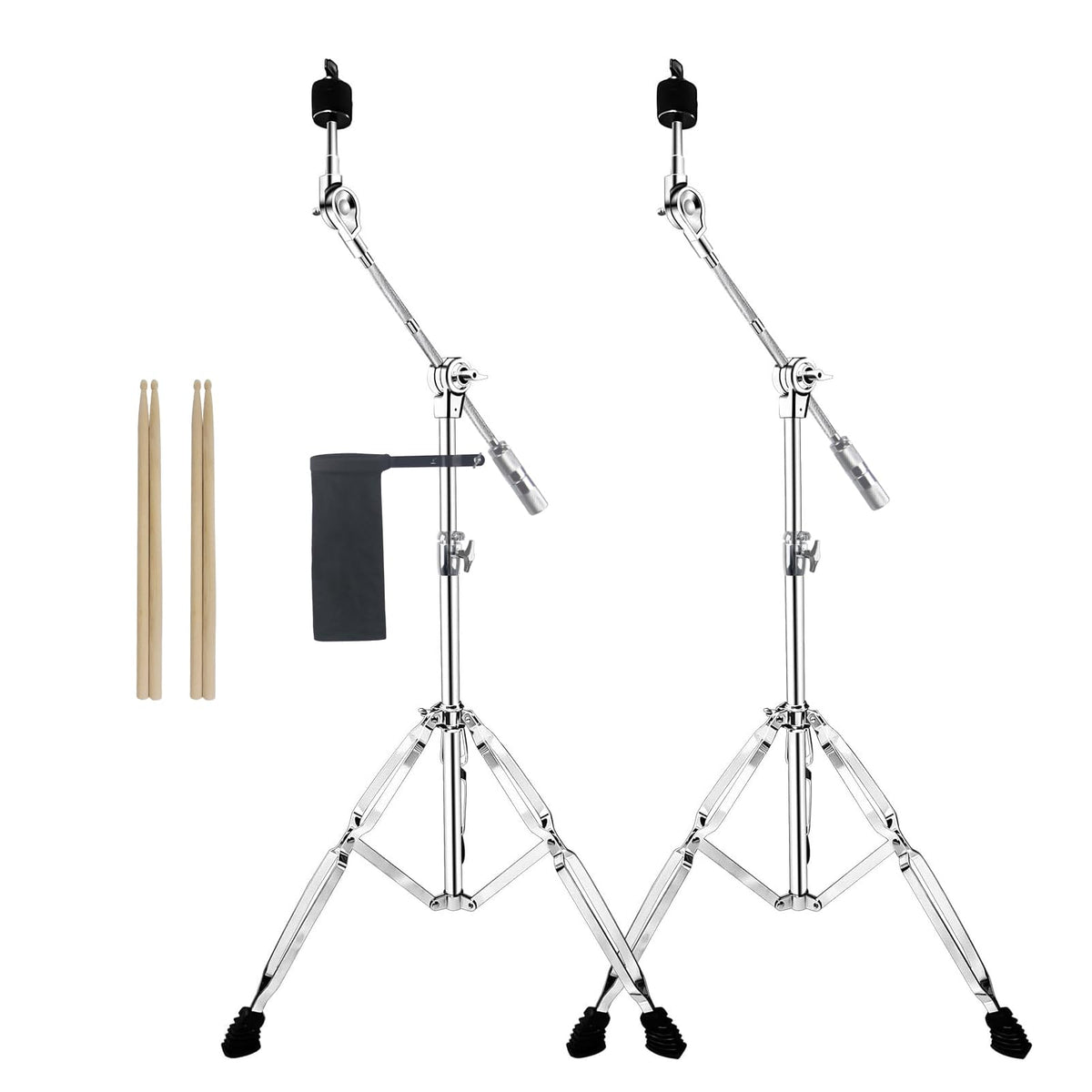 2 Pack Boom Cymbal Stand + Drum Sticks Holder + 2 Pair 5A Drum Sticks N67605