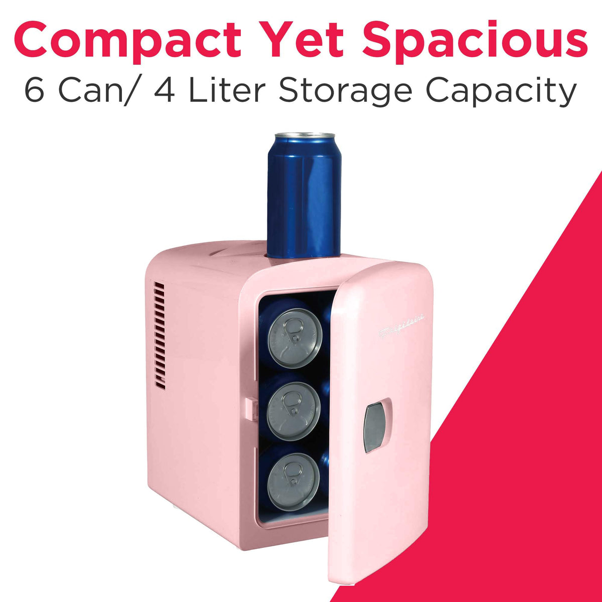 Mini Portable Compact Personal Fridge, 4 Liter Capacity, Pink N89249