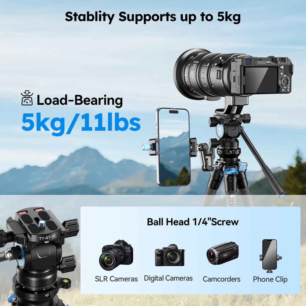 Carbon Fiber Tabletop Tripod Kit with Fluid Head T708443