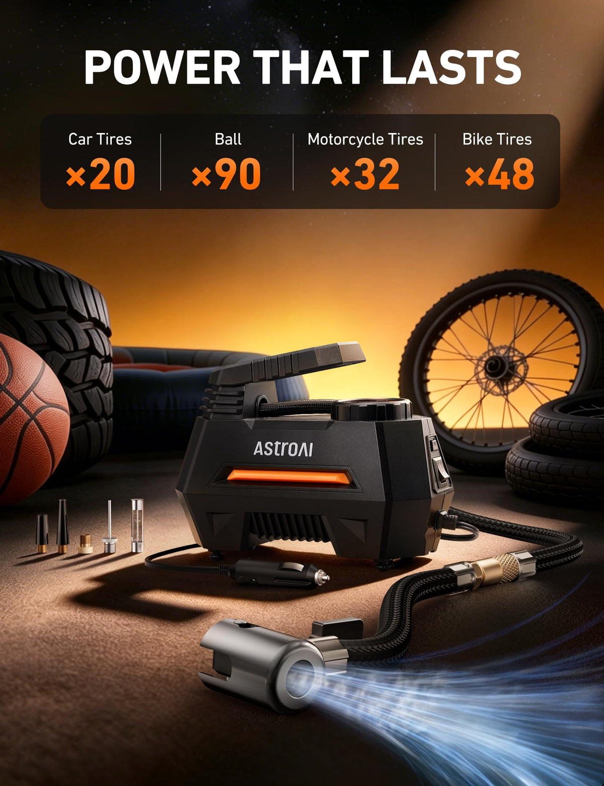 Portable Air Compressor 12V DC Tire Inflator O5503