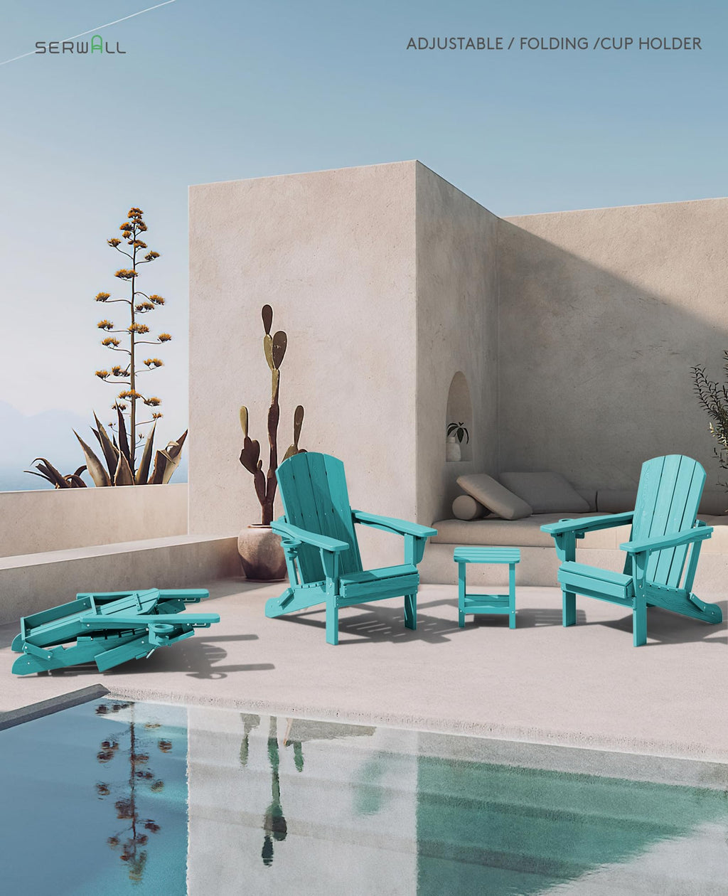 Folding Adjustable Adirondack Chair with Cup Holder Z933