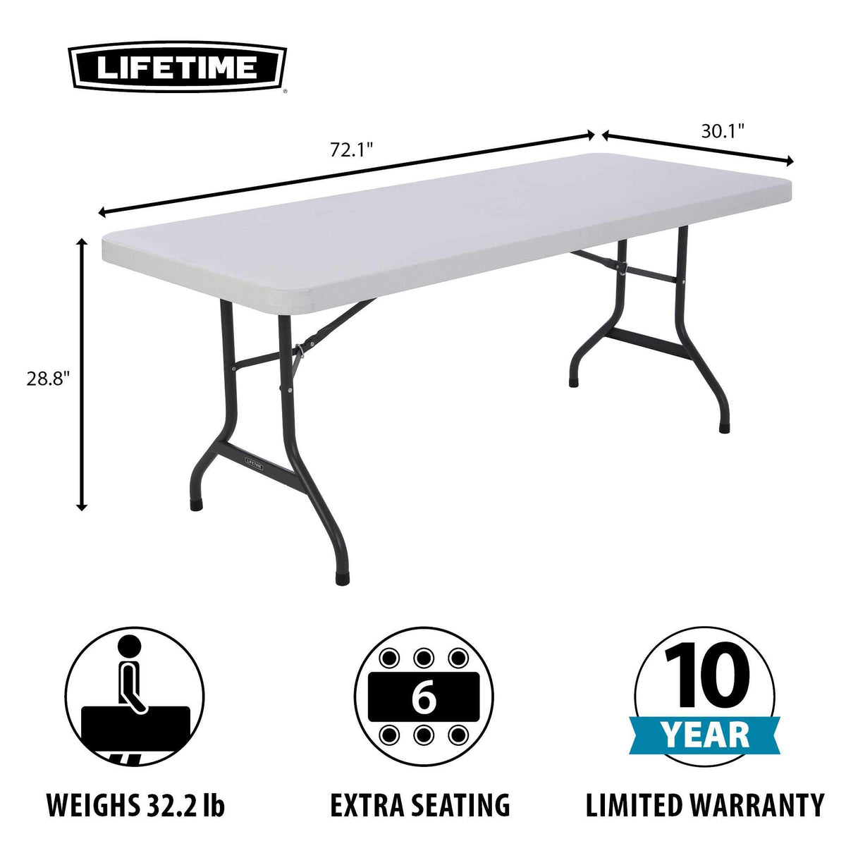 White 6 Feet Folding Utility Table Pack of 4 U4948
