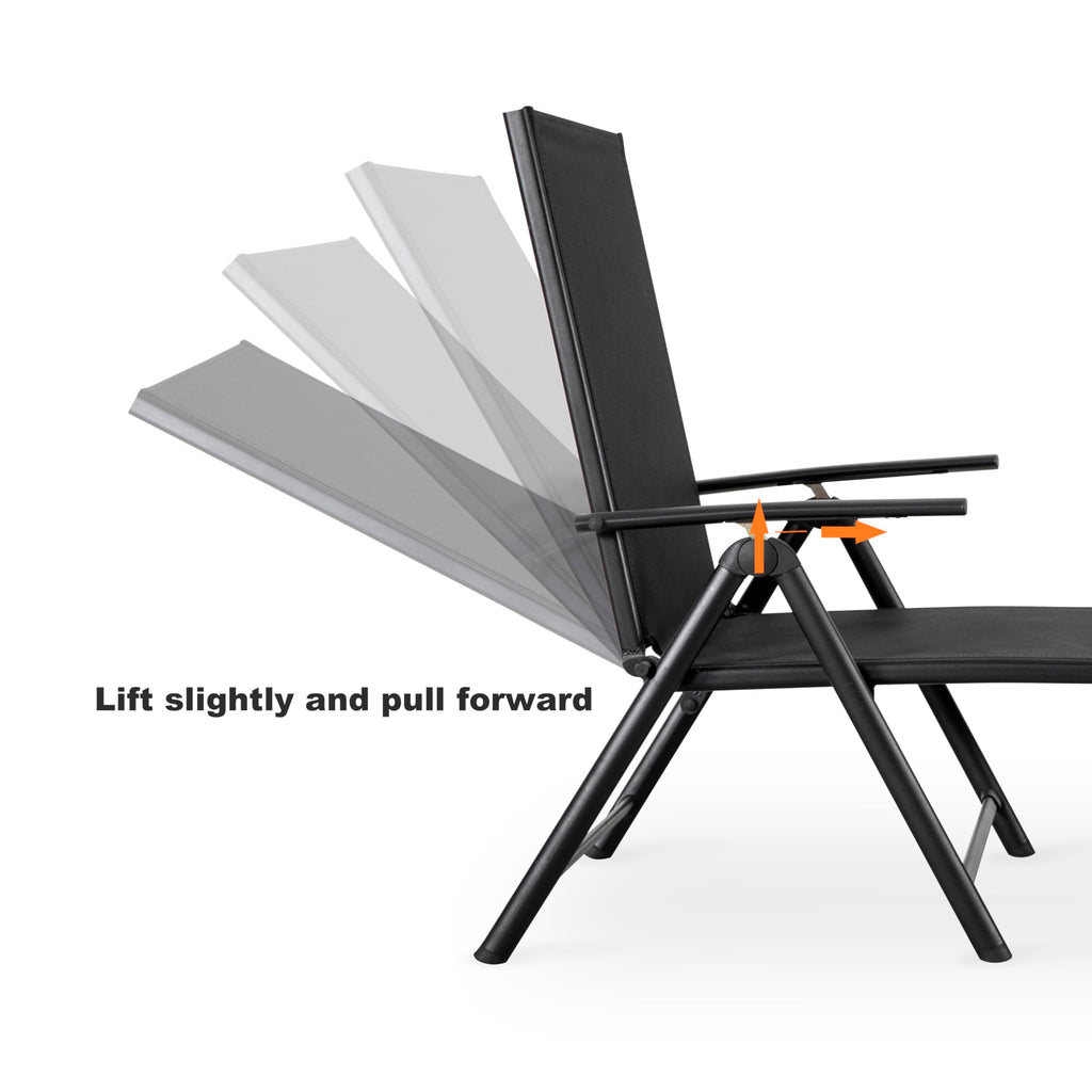 Folding Beach Lounge Chair 2-Pack Grey Textilene O3502