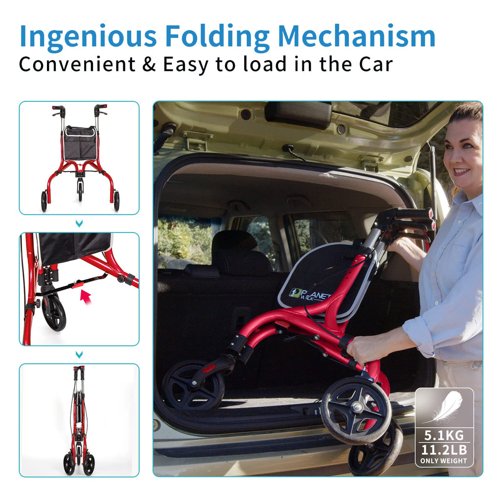 3 Wheel Foldable Aluminum Rollator Walker J5345