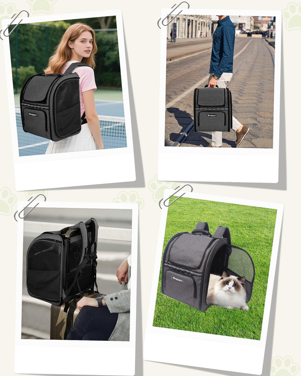 Dark Grey Breathable Mesh Cat Backpack Carrier U300535