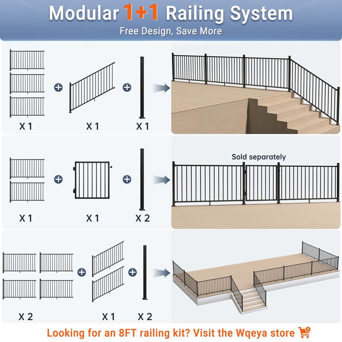 Aluminum Angle-Adjustable Stair Railing Kit I437973