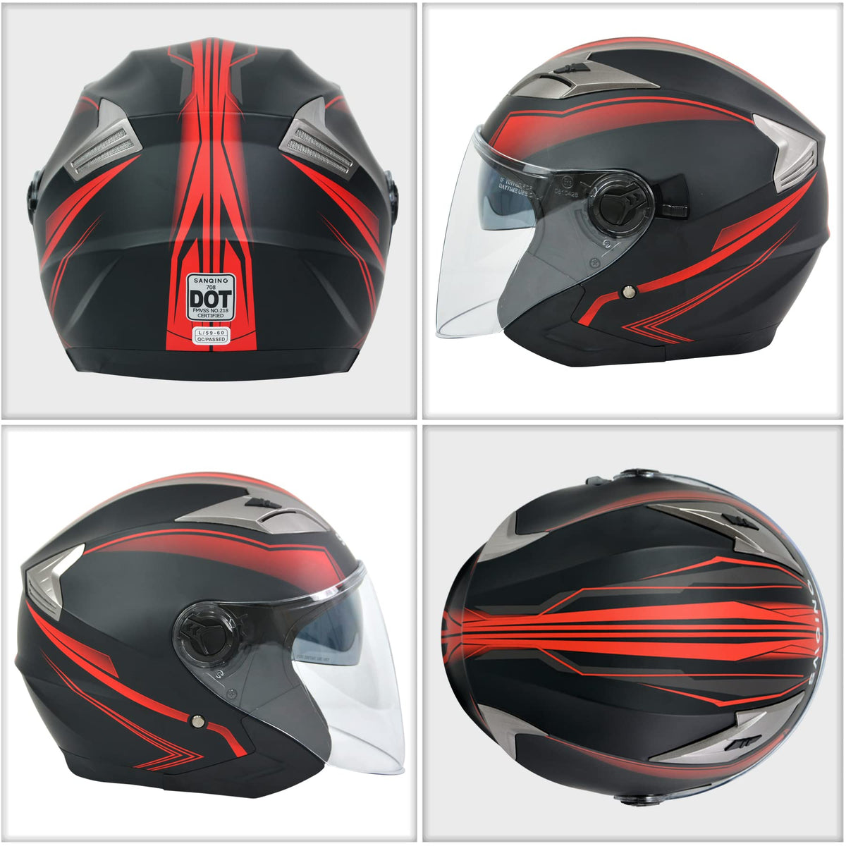 3/4 Open Face Motorcycle Helmet with Double Visor I90687