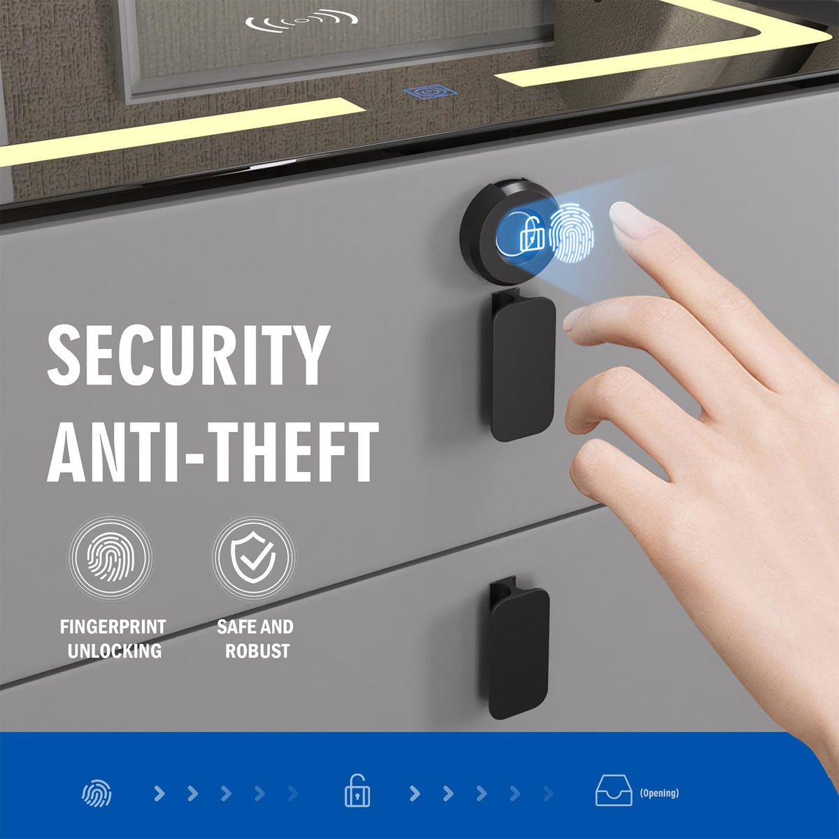 Wireless Charging Fingerprint Lock Nightstand X27036