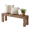Solid Wood Bench 55-Inch Long Rustic Brown N87697