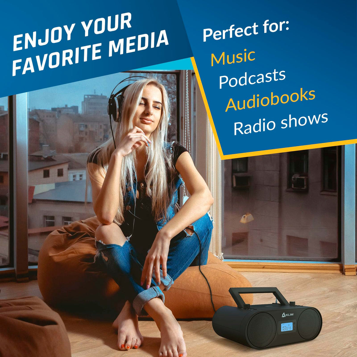 Portable CD Player Boombox with AM FM Radio and Bluetooth U586757