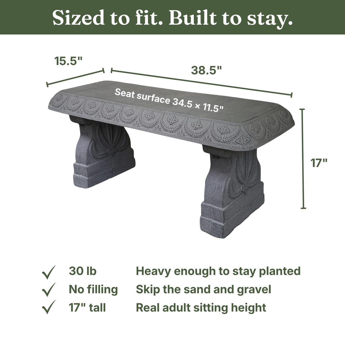 Basalt Grey Weatherproof Outdoor Garden Bench G450105